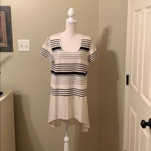 Anthropologie Deletta Cream/Black Striped Tunic XL